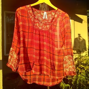 floral flannel blouse